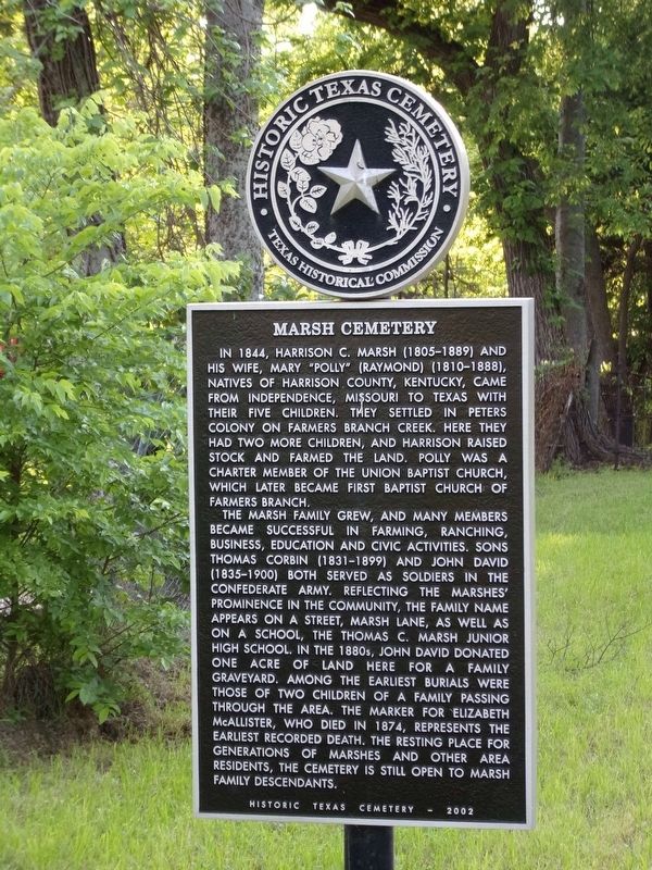 Marsh Cemetery Marker image. Click for full size.