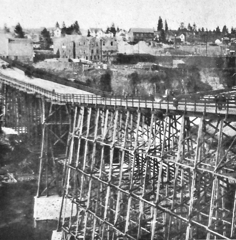 Marker detail: 1st Monroe Street Bridge, circa 1888 image. Click for full size.