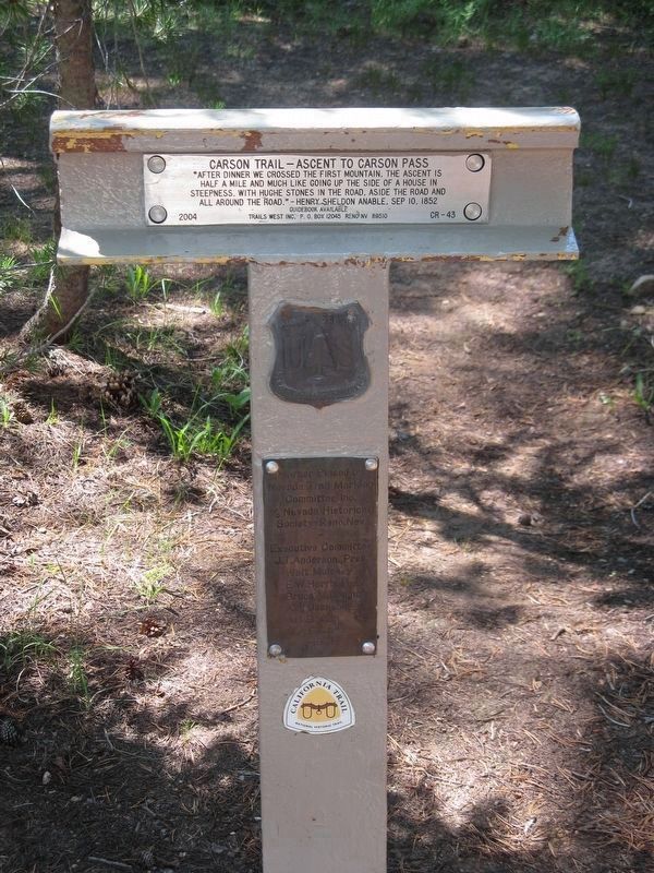 Carson Trail - Ascent to Carson Pass Marker (Front) image. Click for full size.