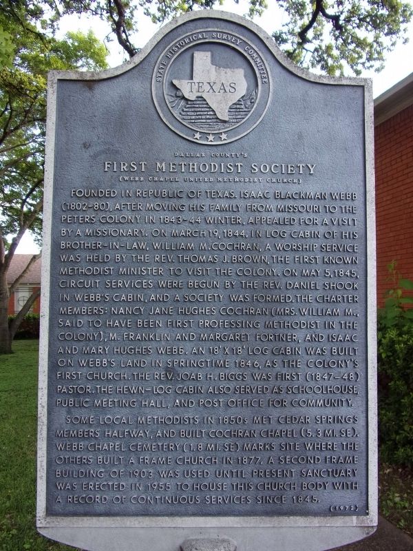 Dallas County's First Methodist Society Marker image. Click for full size.