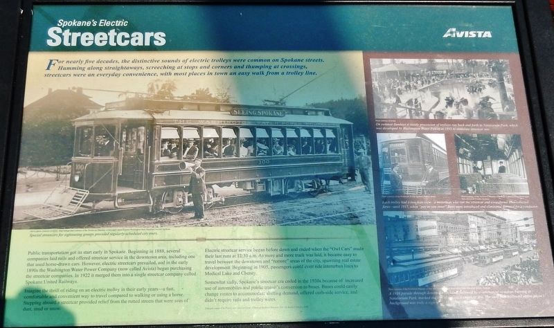 Spokane's Electric Streetcars Marker image. Click for full size.