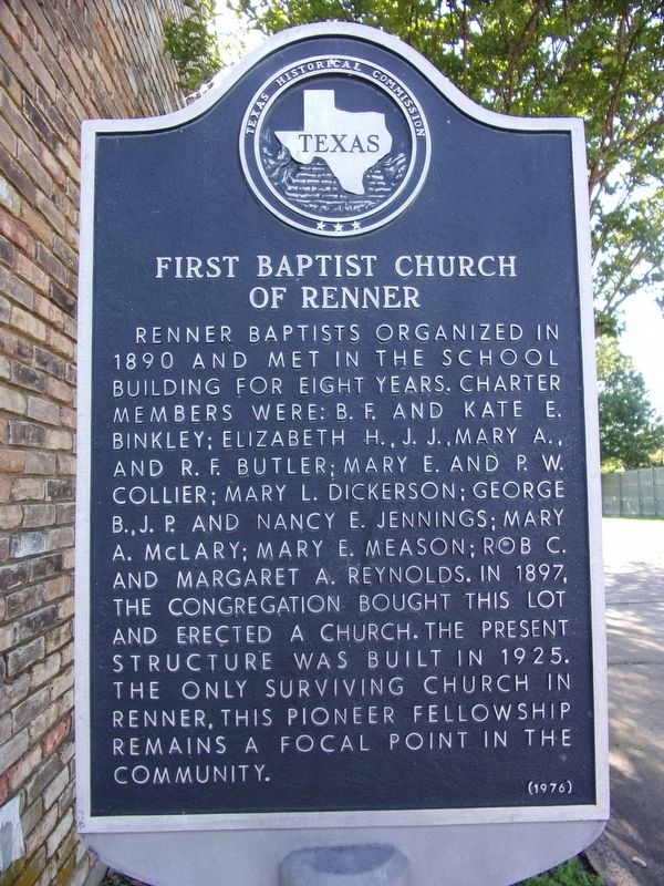 First Baptist Church of Renner Marker image. Click for full size.
