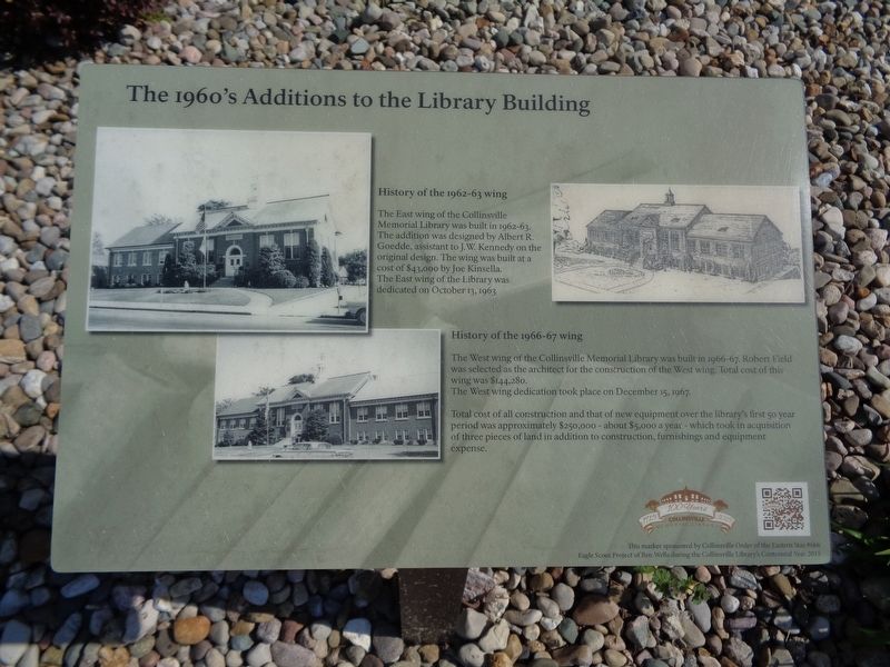 The 1960's Additions to the Library Building Marker image. Click for full size.