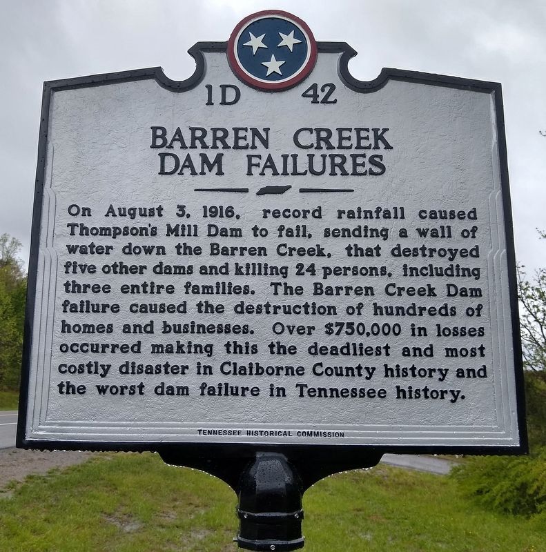 Barren Creek Dam Failures Marker image. Click for full size.