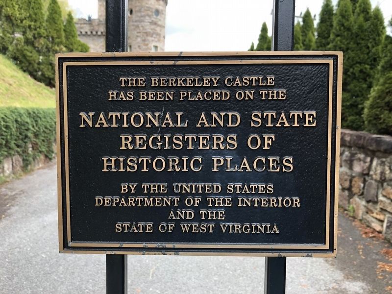 National and State Register of Historic Places plaque on the gate to the castle image. Click for full size.