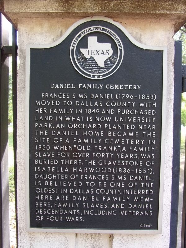Daniel Family Cemetery Marker. Click for full size. Daniel Family Cemetery Marker image. Click for full size.