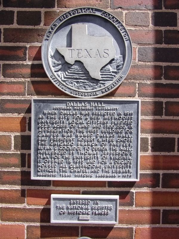 Dallas Hall Southern Methodist University Marker image. Click for full size.