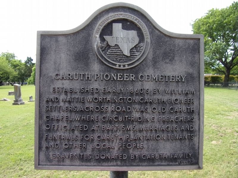 Caruth Pioneer Cemetery Marker image. Click for full size.