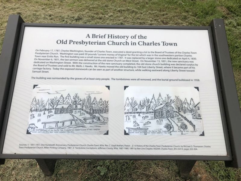 A Brief History of the Old Presbyterian Church in Charles Town Marker image. Click for full size.