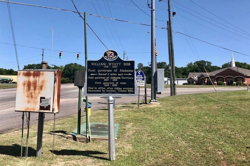 View of marker looking north on Main Street. image. Click for full size.
