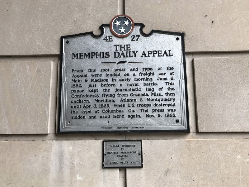 The Memphis Daily Appeal Marker image. Click for full size.