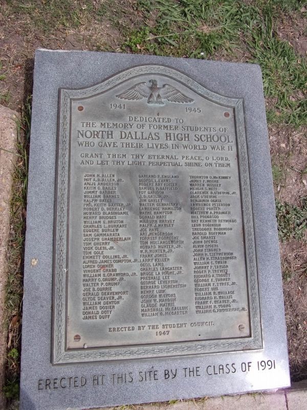 An additional North Dallas High School Marker image. Click for full size.