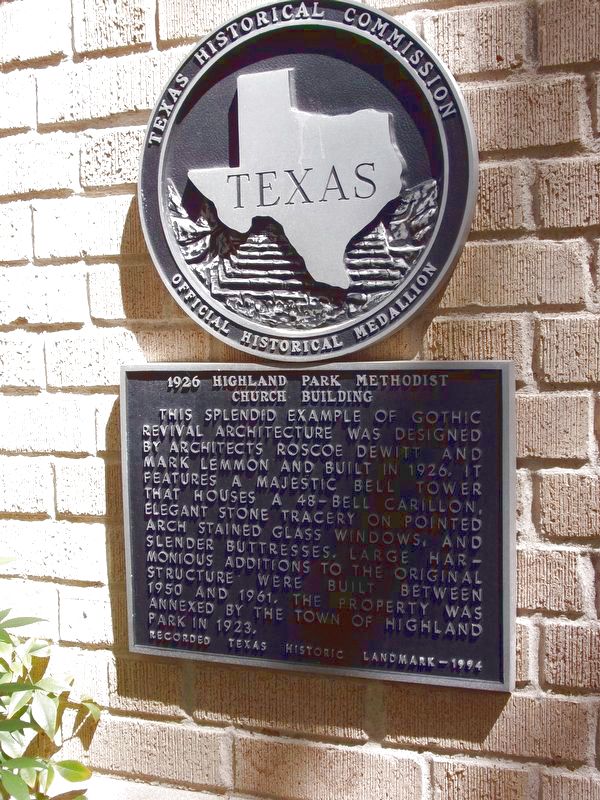 Highland Park Methodist Church Building Marker. Click for full size. Highland Park Methodist Church Building Marker image. Click for full size.