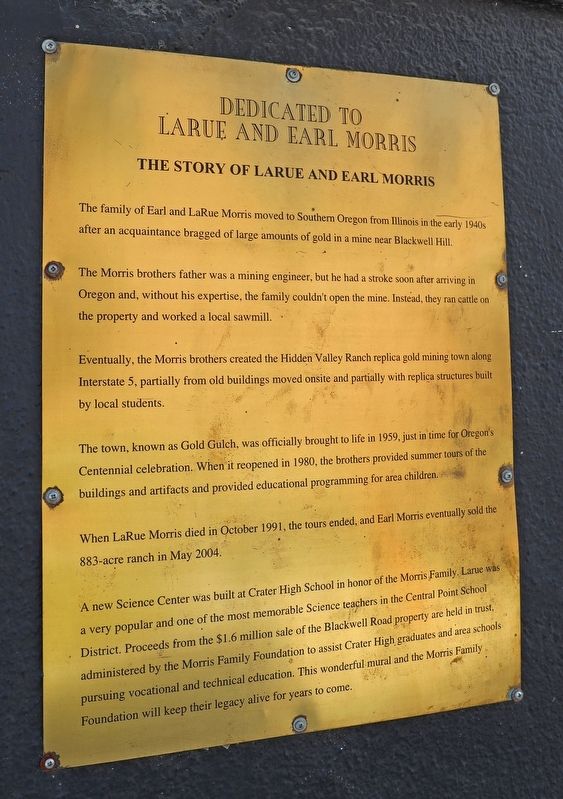 The Story of LaRue and Earl Morris Marker image. Click for full size.