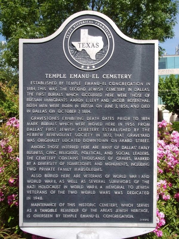 Temple Emanu-El Cemetery Marker image. Click for full size.