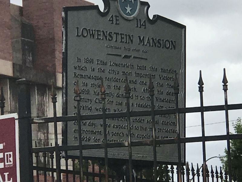 Lowenstein Mansion Marker [Reverse] image. Click for full size.