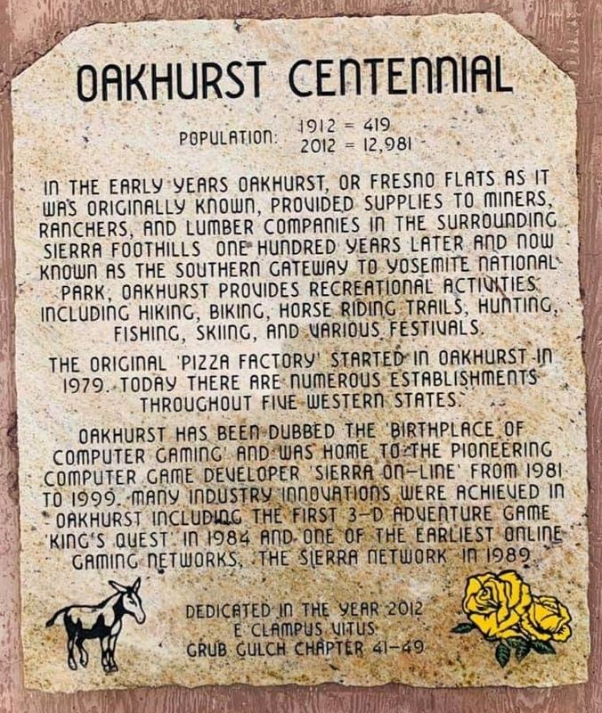 Oakhurst Centennial Marker image. Click for full size.