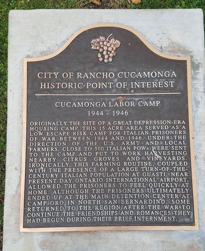 Cucamonga Labor Camp Marker image. Click for full size.