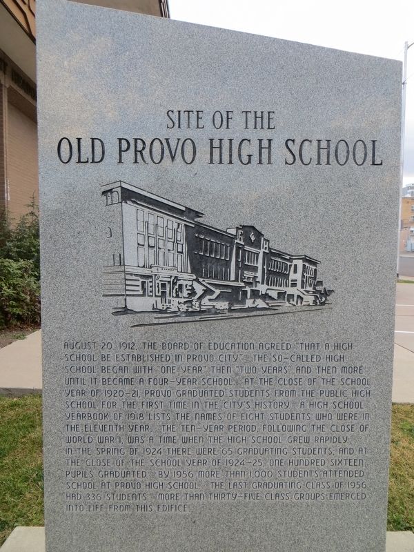 Site of the Old Provo High School Marker image. Click for full size.