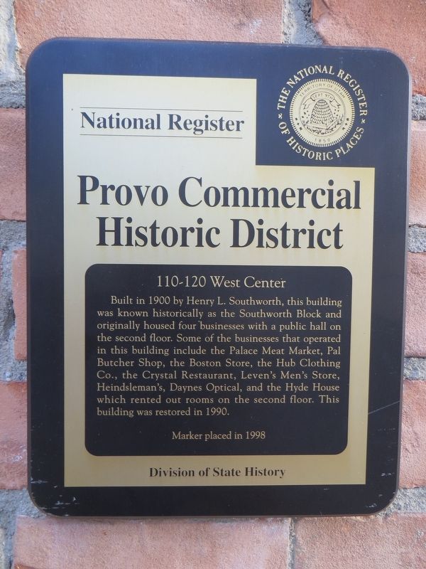 110-120 West Center Marker image. Click for full size.