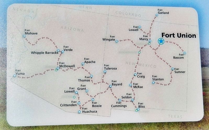 Marker detail: Fort Union Supply Route Map image. Click for full size.