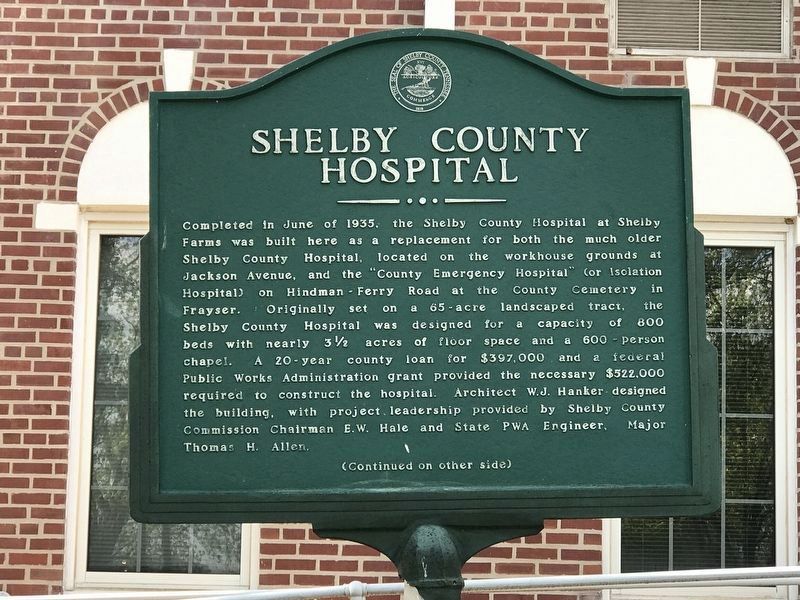 Shelby County Hospital side of marker image. Click for full size.