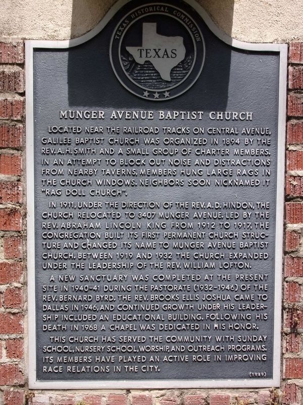 Munger Avenue Baptist Church Marker image. Click for full size.