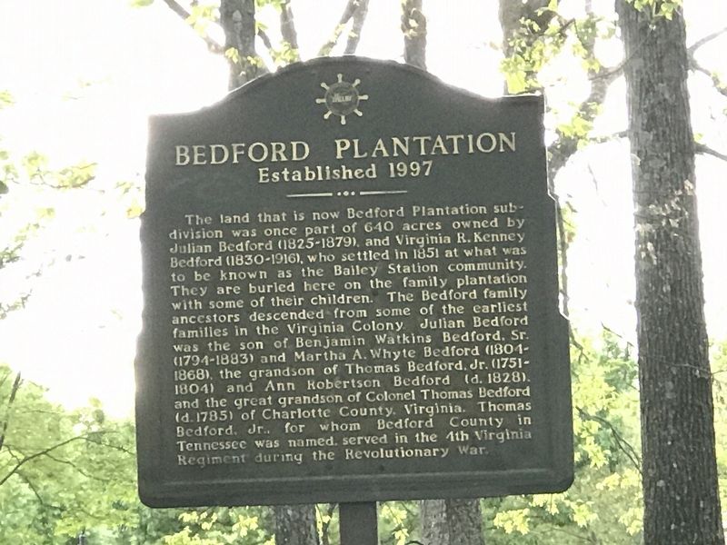 Bedford Plantation Marker image. Click for full size.