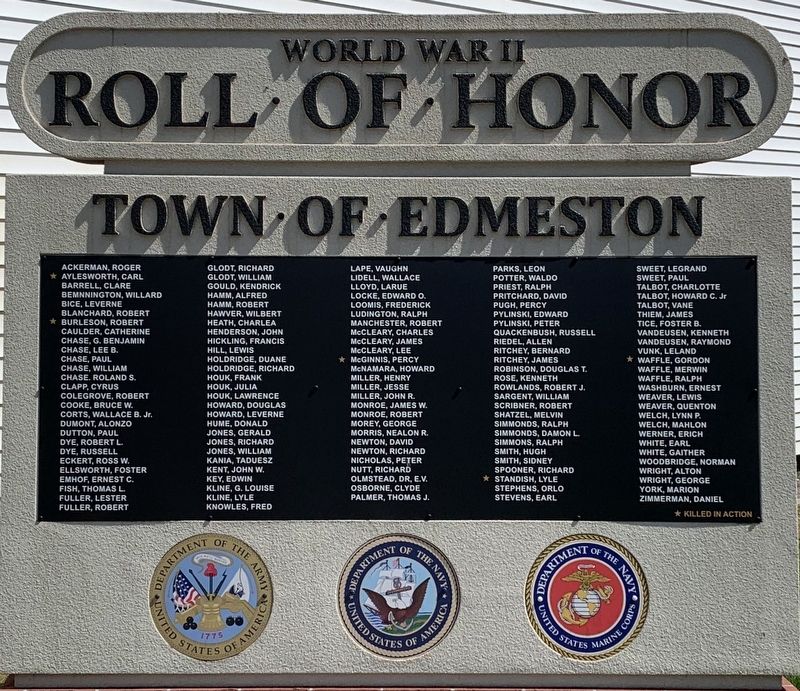 Town of Edmeston WWII Honor Roll Marker image. Click for full size.