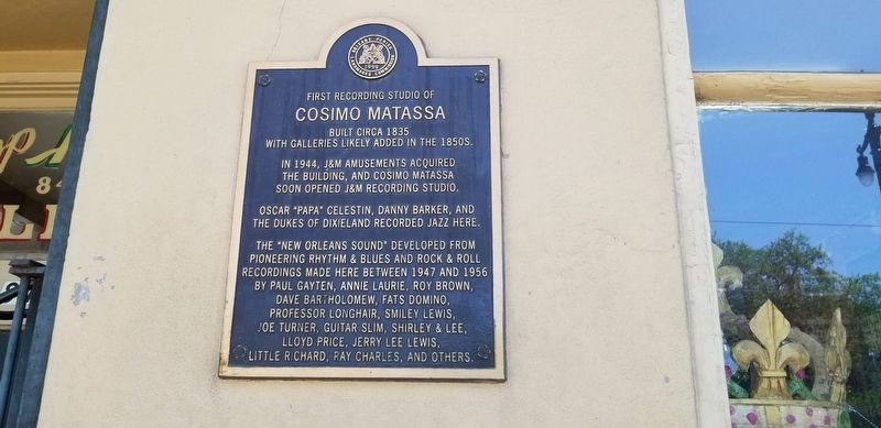 First Recording Studio of Cosimo Matassa Marker image. Click for full size.