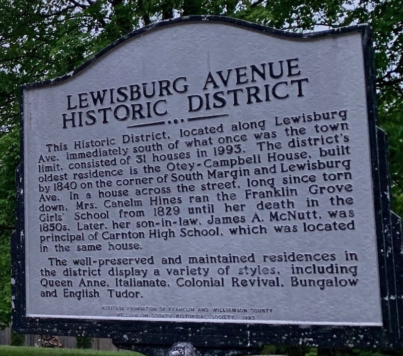 Lewisburg Avenue Historic District Marker image. Click for full size.