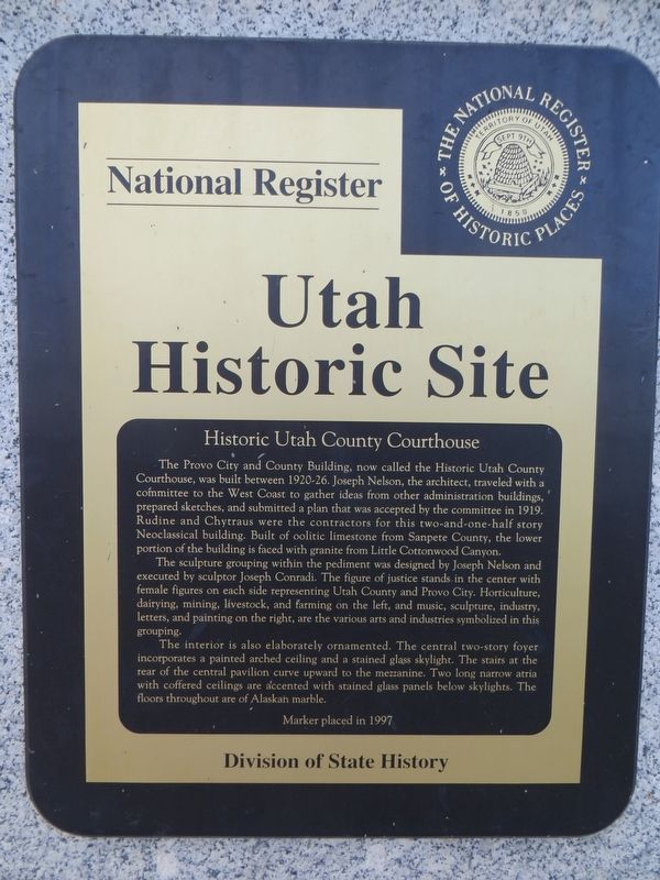 Historic Utah County Courthouse Marker image. Click for full size.