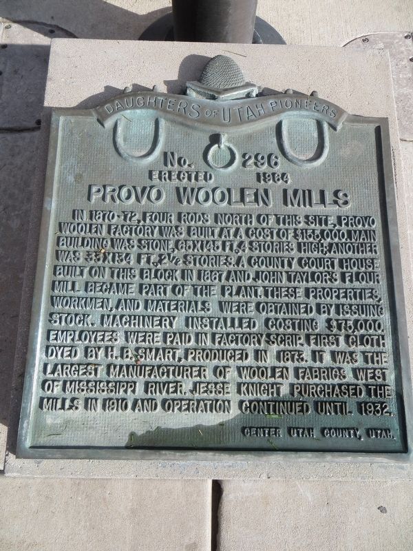 Provo Woolen Mills Marker image. Click for full size.