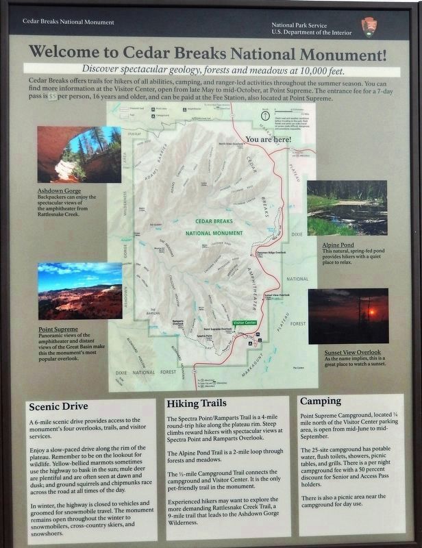 Welcome to Cedar Breaks National Monument! image. Click for full size.