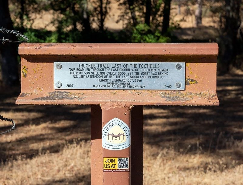 Truckee Trail - Last of the Foothills Marker image. Click for full size.