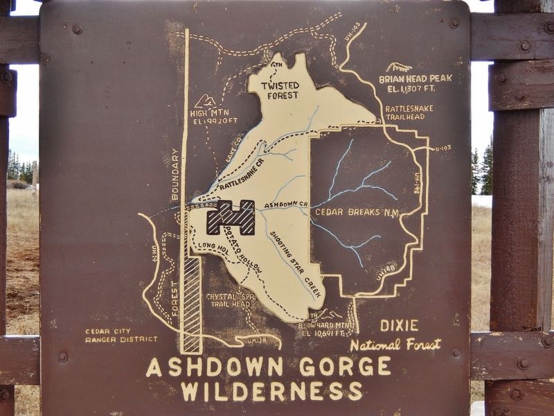 Ashdown Gorge Wilderness Map image. Click for full size.