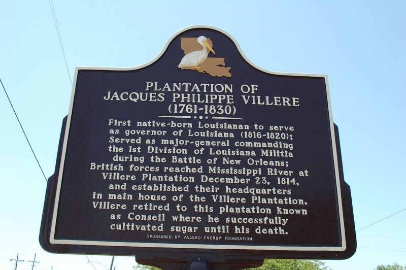 Plantation of Jacques Philippe Villere Marker image. Click for full size.