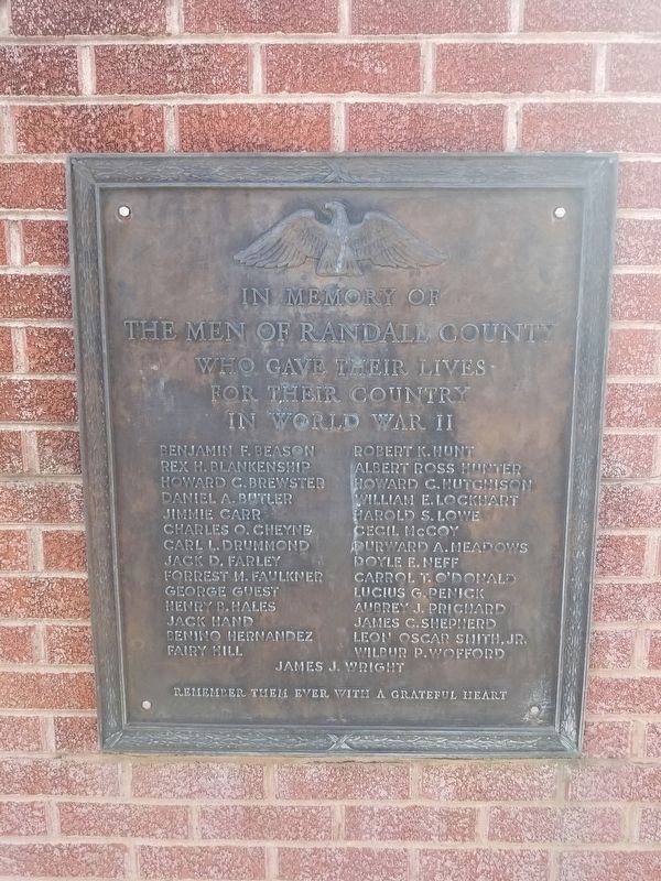 Randall County World War II Memorial. Click for full size. Randall County World War II Memorial image. Click for full size.