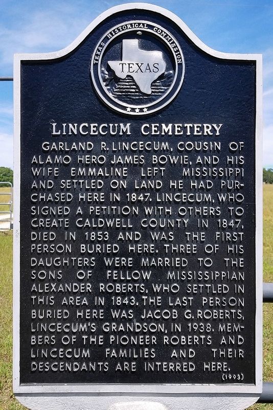 Lincecum Cemetery Marker image. Click for full size.