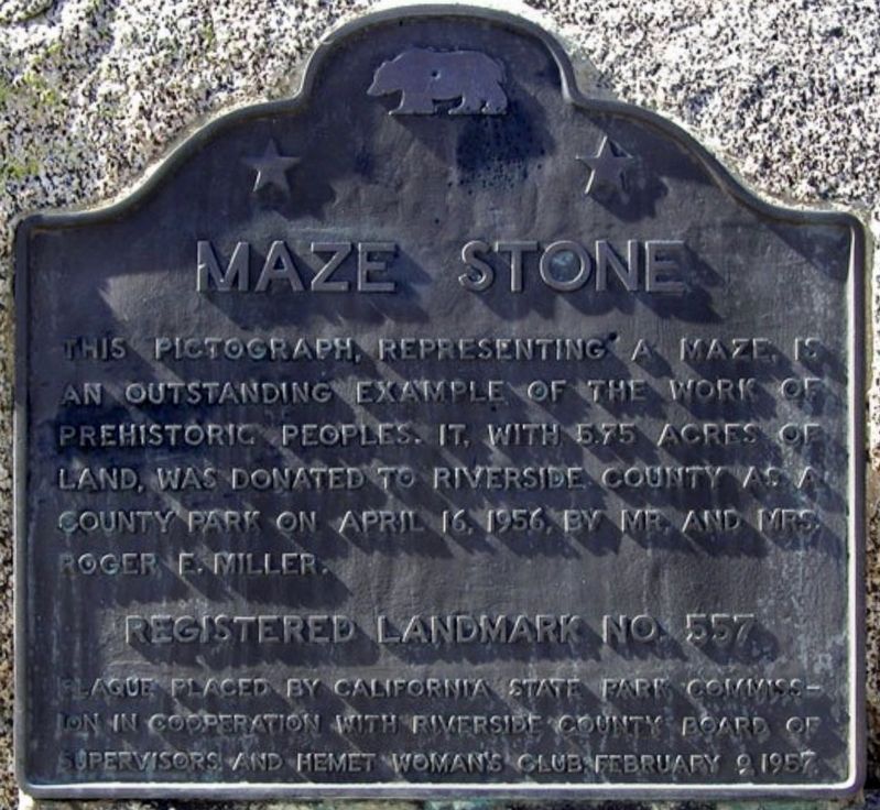 Hemet Maze Stone Marker image. Click for full size.