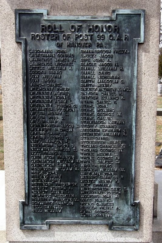 Hanover Civil War Memorial plaque. Click for full size. Hanover Civil War Memorial plaque image. Click for full size.