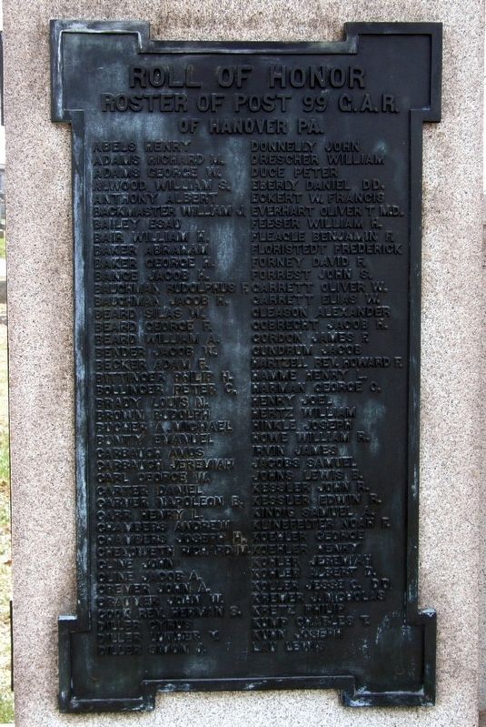 Hanover Civil War Memorial plaque. Click for full size. Hanover Civil War Memorial plaque image. Click for full size.