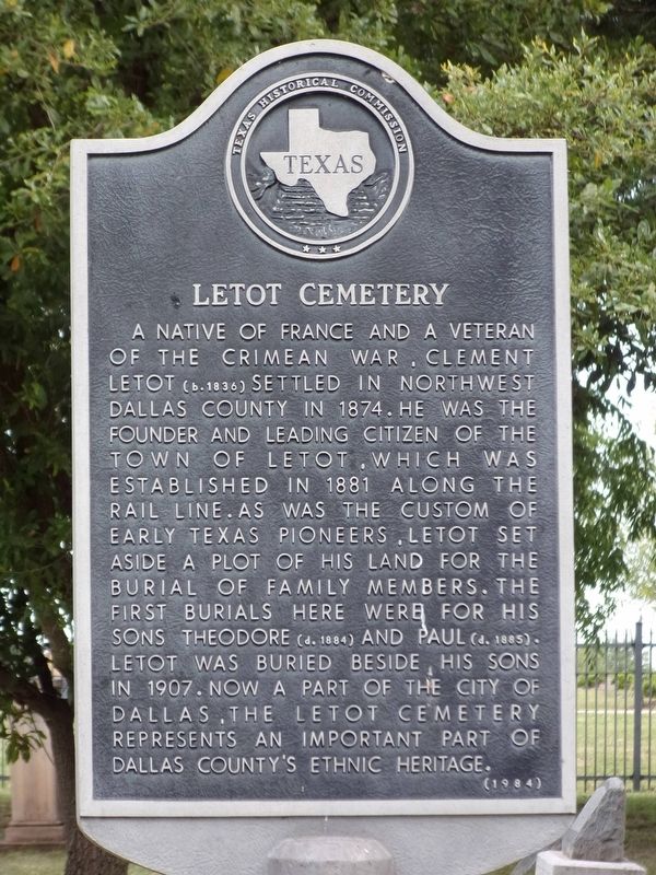 Letot Cemetery Marker image. Click for full size.