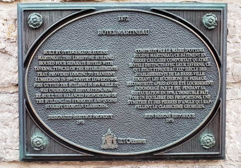 Martineau Hotel / Hôtel Matineau Marker. Click for full size. Martineau Hotel / Hôtel Matineau Marker image. Click for full size.