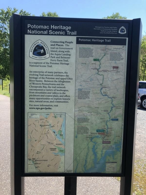 Potomac Heritage National Scenic Trail side of the marker. Click for full size. Potomac Heritage National Scenic Trail side of the marker image. Click for full size.