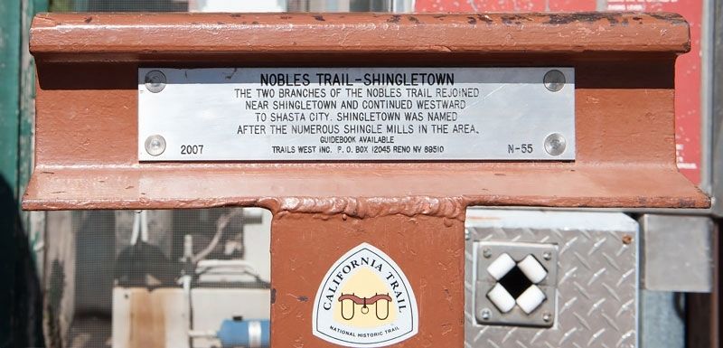 Nobles Trail - Shingletown Marker. Click for full size. Nobles Trail - Shingletown Marker image. Click for full size.