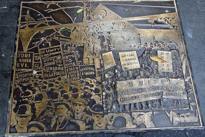 New York City Garment Workers, plaque 4. Click for full size. New York City Garment Workers, plaque 4 image. Click for full size.