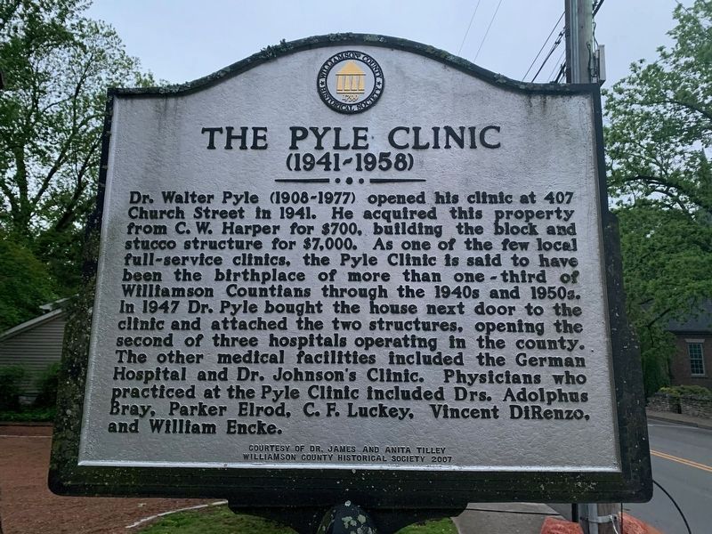 The Pyle Clinic Marker (Side One). Click for full size. The Pyle Clinic Marker (Side One) image. Click for full size.