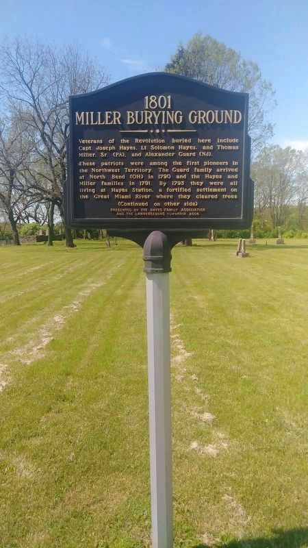 Front of 1801 Miller Burying Ground Marker image. Click for full size.