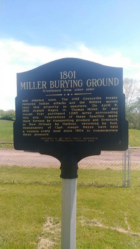 Back of Miller Burying Ground Marker image. Click for full size.